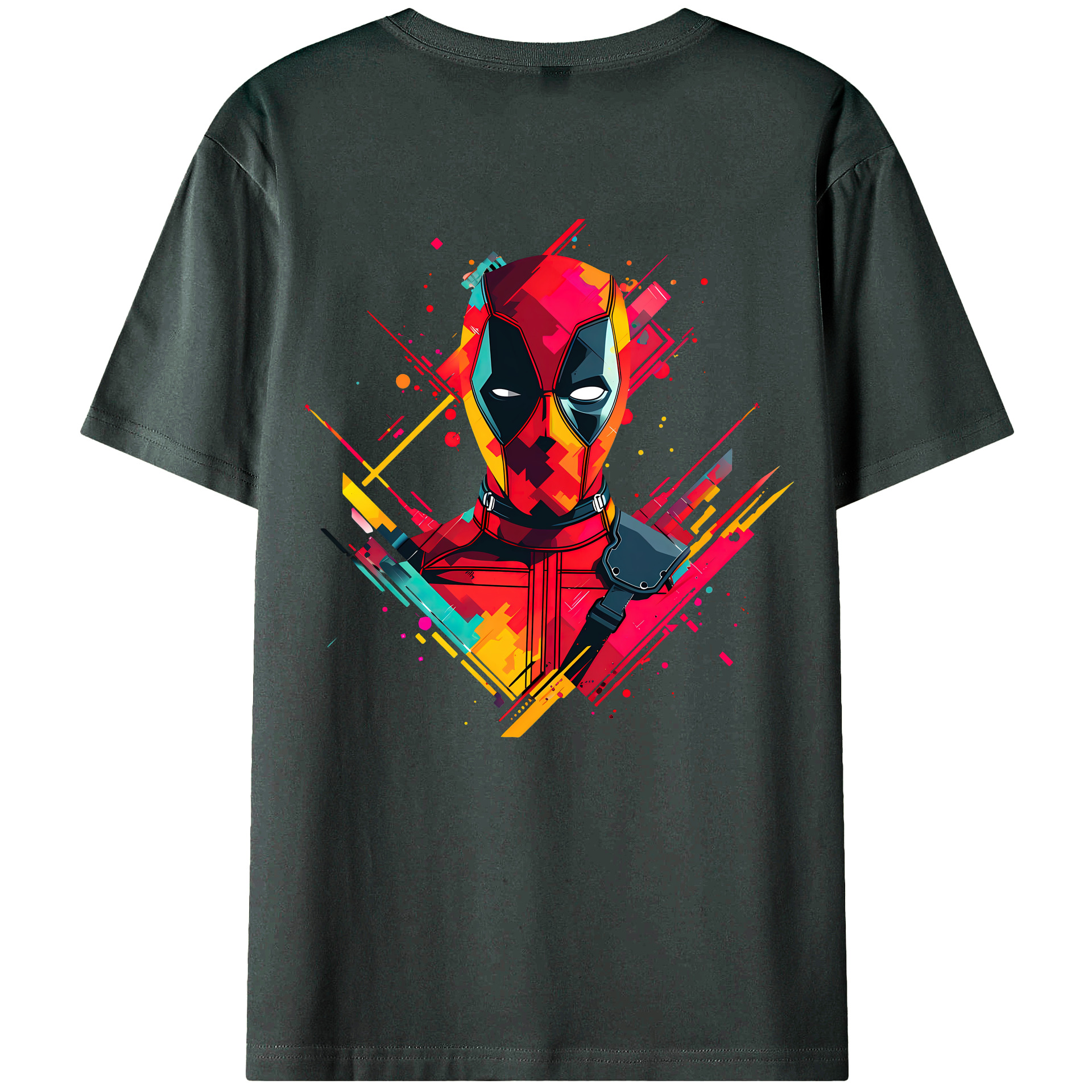 （画像用） Deadpool デッドプール 綿100％ メンズ半袖Tシャツ（バックプリント） 通気性